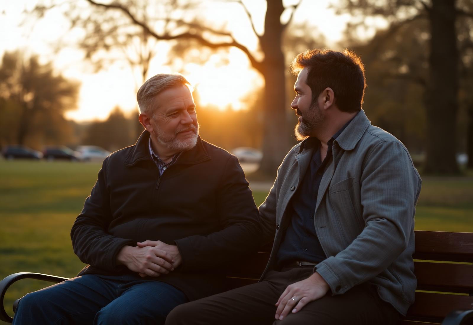 People supporting each other in calm conversation outdoors